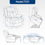 Fauteuil inclinable électrique à double moteur, avec massage 8 points et chauffage lombaire, porte-gobelets en acier inoxydable