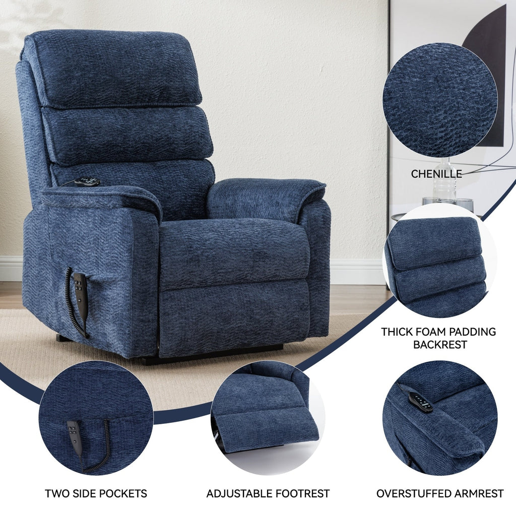 Fauteuil inclinable électrique à double moteur, avec chauffage et massage, capacité de 158 kg, positions infinies, télécommande électrique, poches latérales