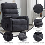 Fauteuil inclinable électrique à double moteur, avec chauffage et massage, capacité de 158 kg, positions infinies, télécommande électrique, poches latérales