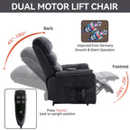 Fauteuil inclinable électrique à double moteur, avec chauffage et massage, capacité de 158 kg, positions infinies, télécommande électrique, poches latérales