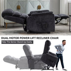 Fauteuil inclinable électrique à double moteur, avec chauffage et massage, capacité de 158 kg, positions infinies, télécommande électrique, poches latérales