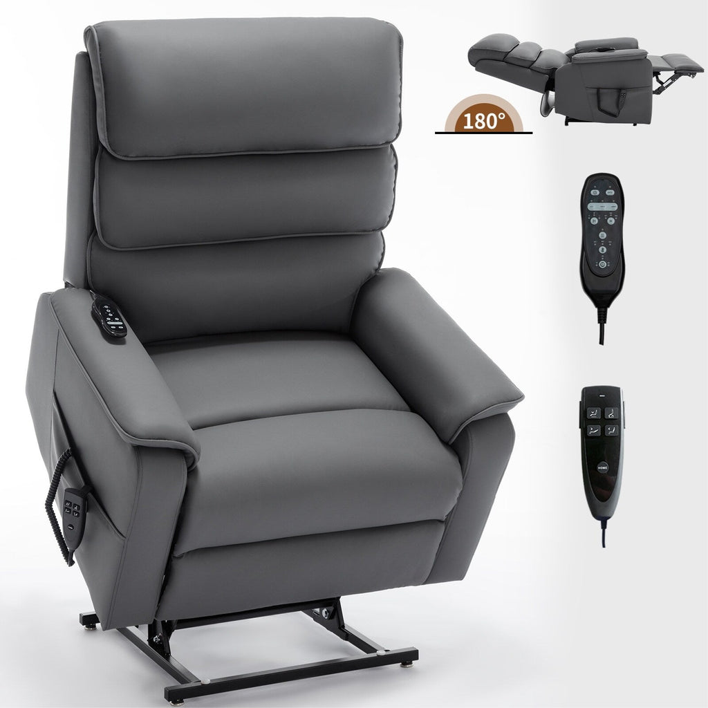 Fauteuil inclinable électrique à double moteur, avec chauffage et massage, capacité de 158 kg, positions infinies, télécommande électrique, poches latérales