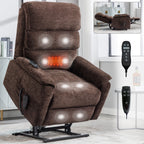 Fauteuil inclinable électrique à double moteur, avec chauffage et massage, capacité de 158 kg, positions infinies, télécommande électrique, poches latérales