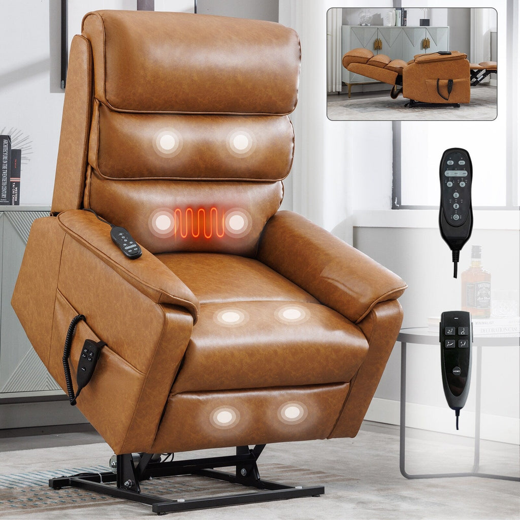 Fauteuil inclinable électrique à double moteur, avec chauffage et massage, capacité de 158 kg, positions infinies, télécommande électrique, poches latérales