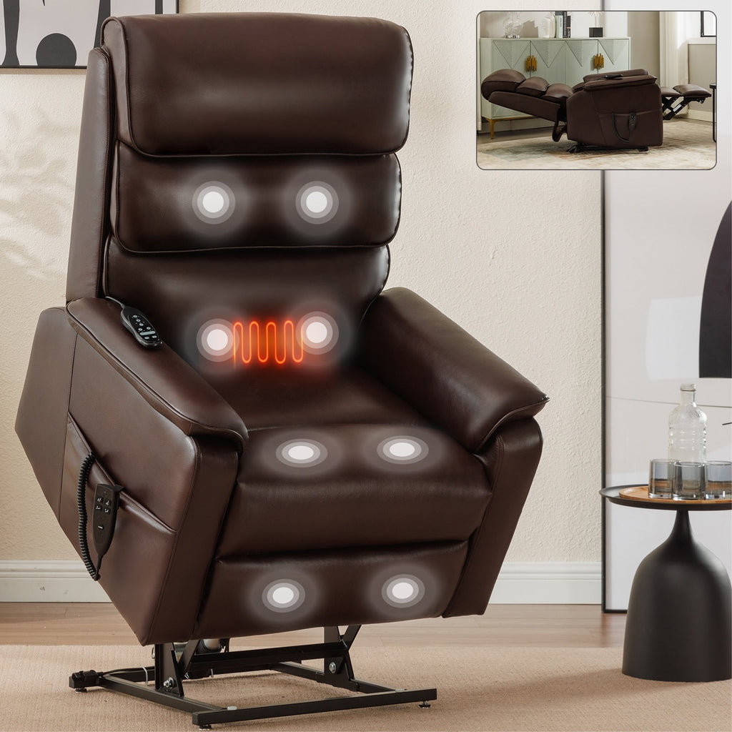 Fauteuil inclinable électrique à double moteur, avec chauffage et massage, capacité de 158 kg, positions infinies, télécommande électrique, poches latérales