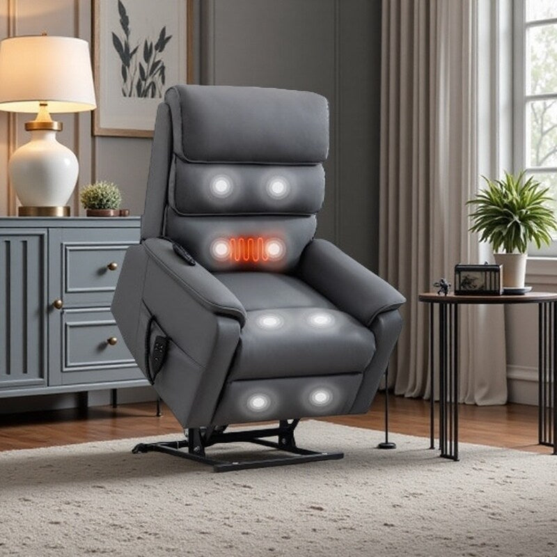Fauteuil inclinable électrique à double moteur, avec chauffage et massage, capacité de 158 kg, positions infinies, télécommande électrique, poches latérales