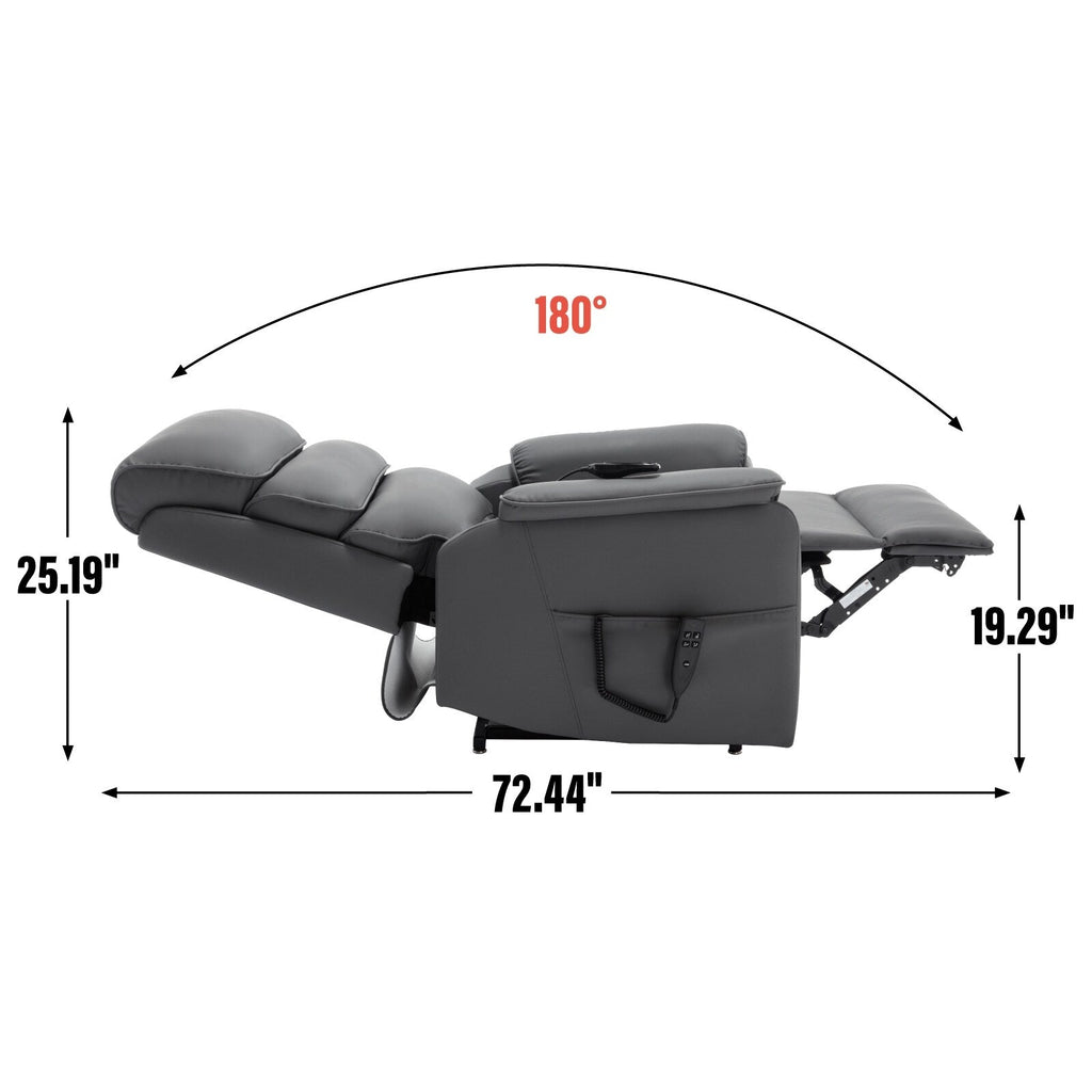 Fauteuil inclinable électrique à double moteur, avec chauffage et massage, capacité de 158 kg, positions infinies, télécommande électrique, poches latérales