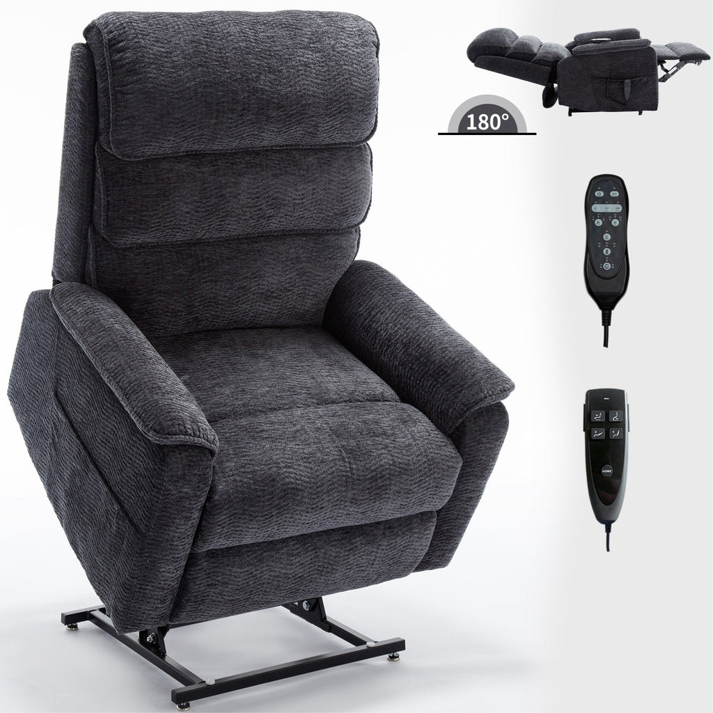 Fauteuil inclinable électrique à double moteur, avec chauffage et massage, capacité de 158 kg, positions infinies, télécommande électrique, poches latérales
