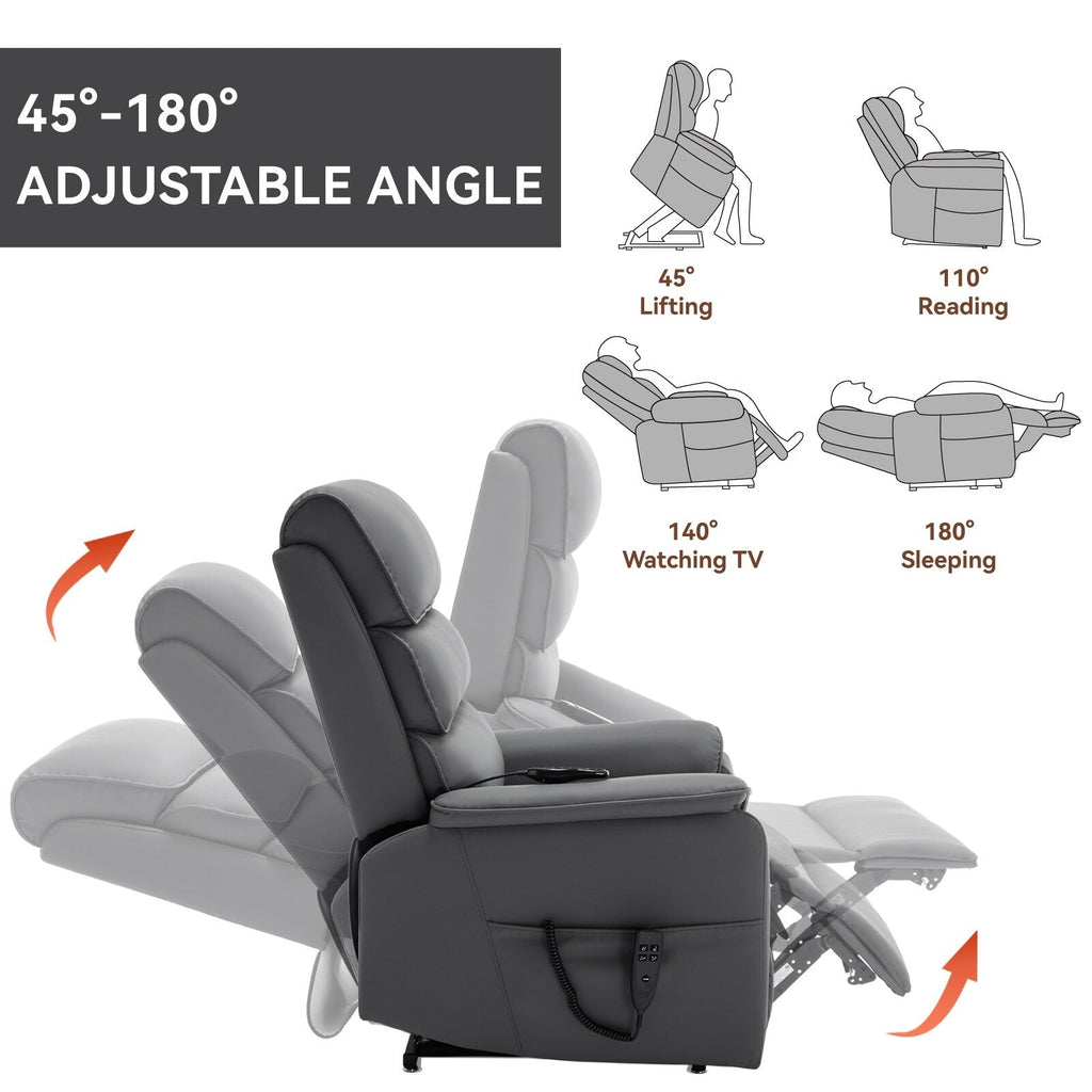 Fauteuil inclinable électrique à double moteur, avec chauffage et massage, capacité de 158 kg, positions infinies, télécommande électrique, poches latérales