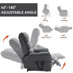 Fauteuil inclinable électrique à double moteur, avec chauffage et massage, capacité de 158 kg, positions infinies, télécommande électrique, poches latérales