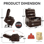 Fauteuil inclinable électrique à double moteur, avec chauffage et massage, capacité de 158 kg, positions infinies, télécommande électrique, poches latérales