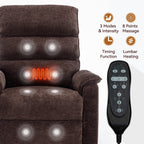 Fauteuil inclinable électrique à double moteur, avec chauffage et massage, capacité de 158 kg, positions infinies, télécommande électrique, poches latérales