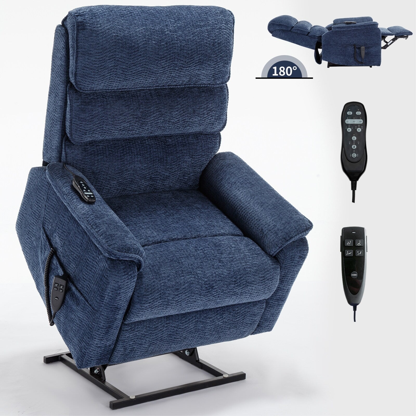 Fauteuil inclinable électrique à double moteur, avec chauffage et massage, capacité de 158 kg, positions infinies, télécommande électrique, poches latérales