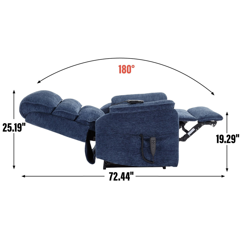 Fauteuil inclinable électrique à double moteur, avec chauffage et massage, capacité de 158 kg, positions infinies, télécommande électrique, poches latérales