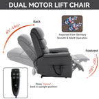 Fauteuil inclinable électrique à double moteur, fauteuil rembourré, canapé de massage chauffant avec minuterie, poches latérales et télécommande