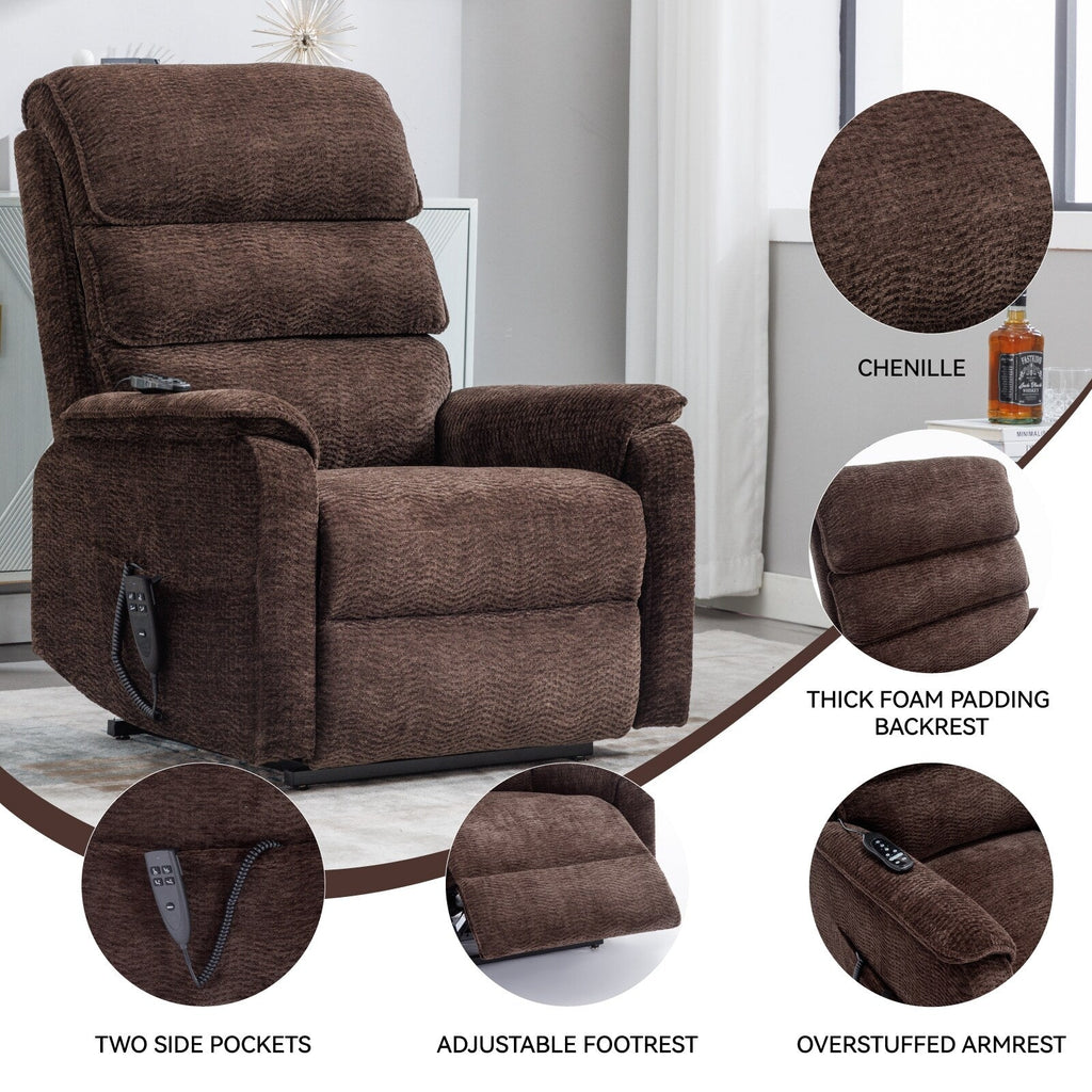 Fauteuil inclinable électrique à double moteur, fauteuil rembourré, canapé de massage chauffant avec minuterie, poches latérales et télécommande