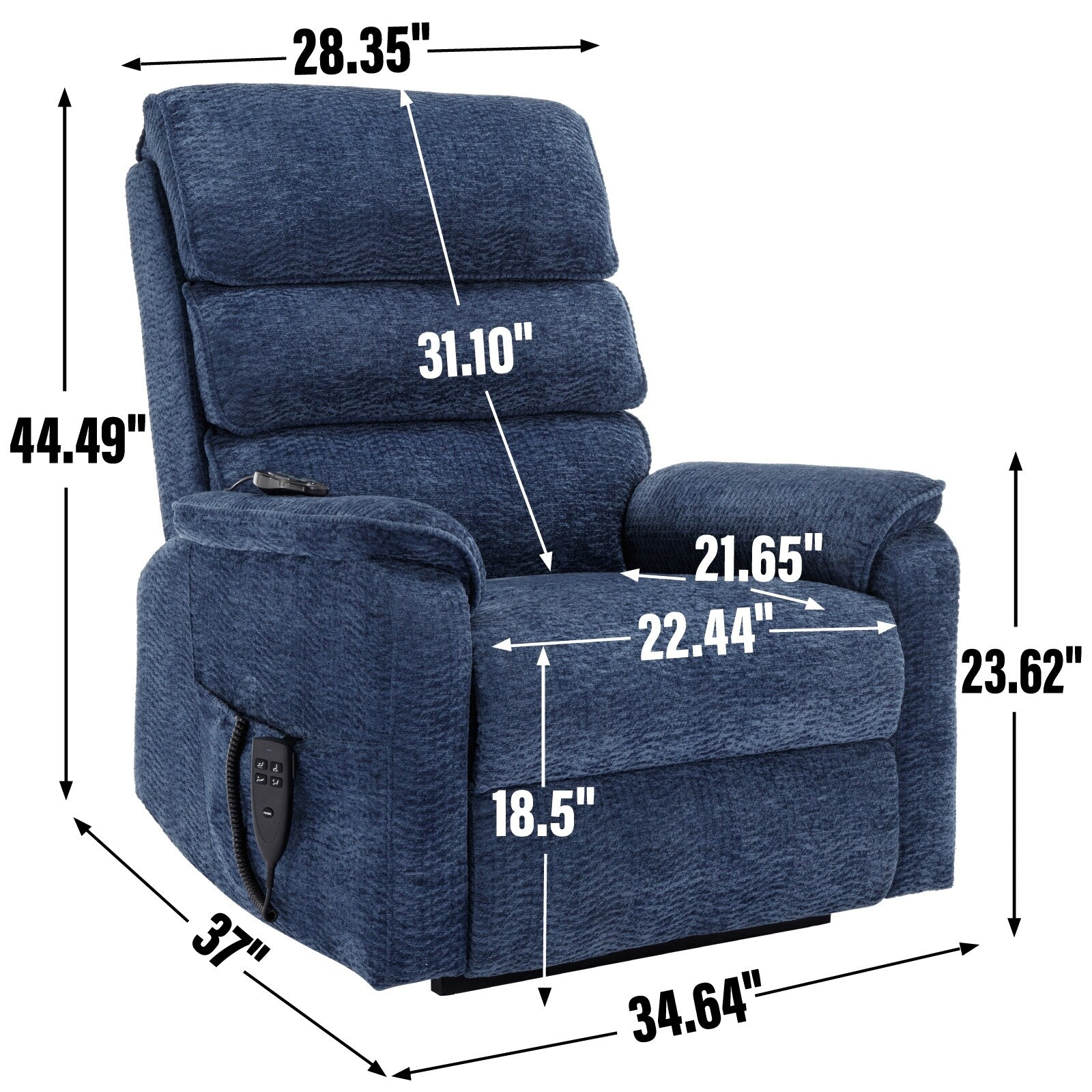 Fauteuil inclinable électrique à double moteur, fauteuil rembourré, canapé de massage chauffant avec minuterie, poches latérales et télécommande
