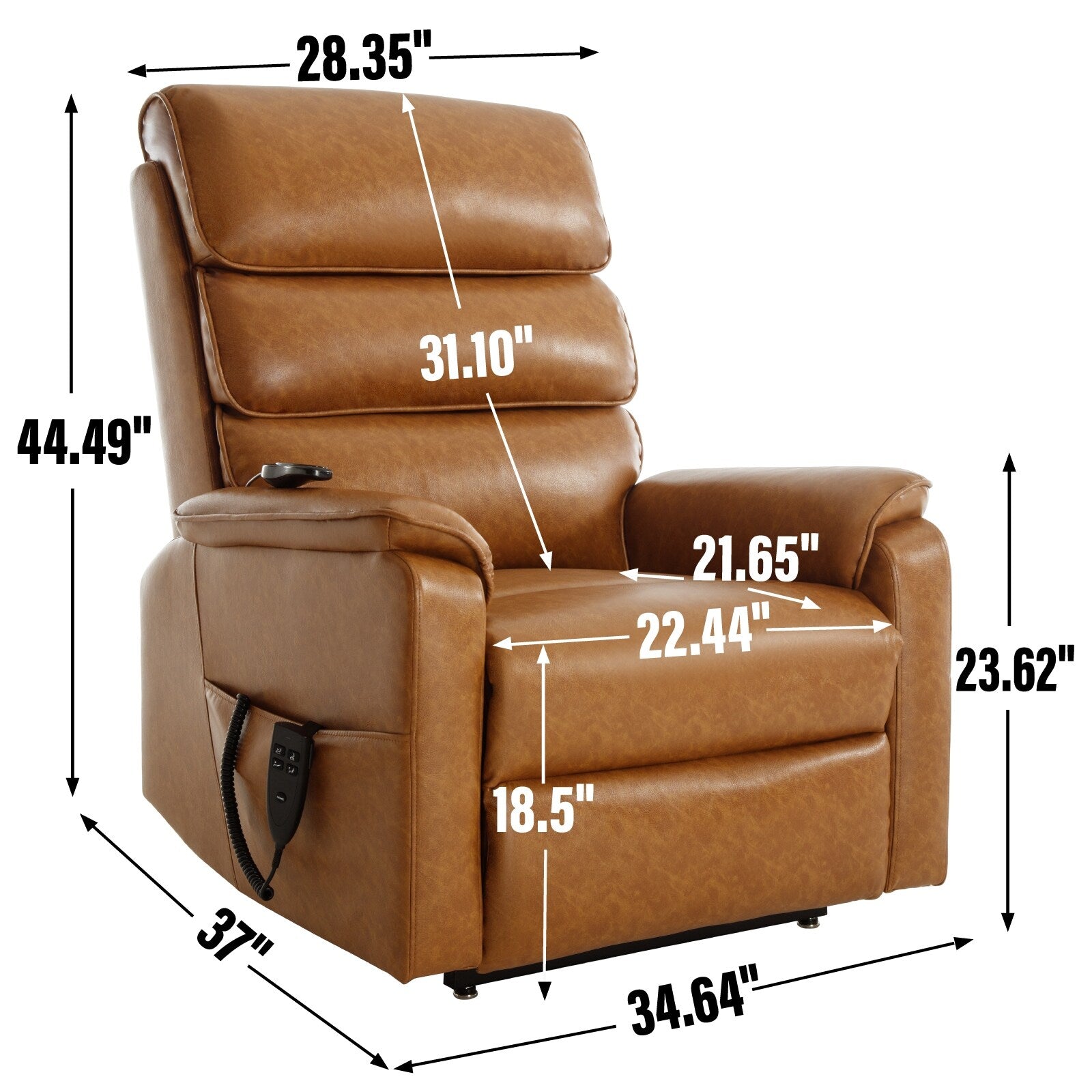 Fauteuil inclinable électrique à double moteur, fauteuil rembourré, canapé de massage chauffant avec minuterie, poches latérales et télécommande
