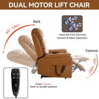 Fauteuil inclinable électrique à double moteur, fauteuil rembourré, canapé de massage chauffant avec minuterie, poches latérales et télécommande