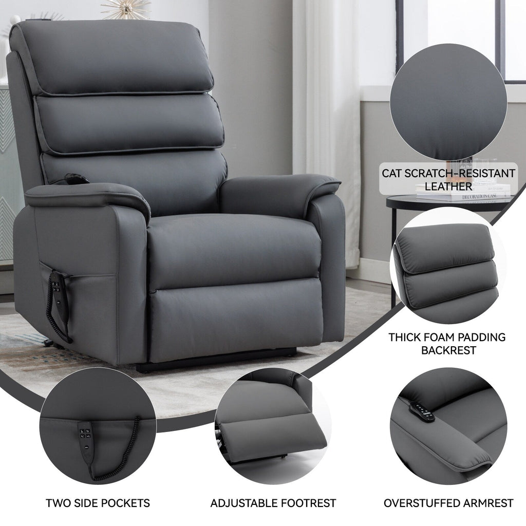 Fauteuil inclinable électrique à double moteur, fauteuil rembourré, canapé de massage chauffant avec minuterie, poches latérales et télécommande