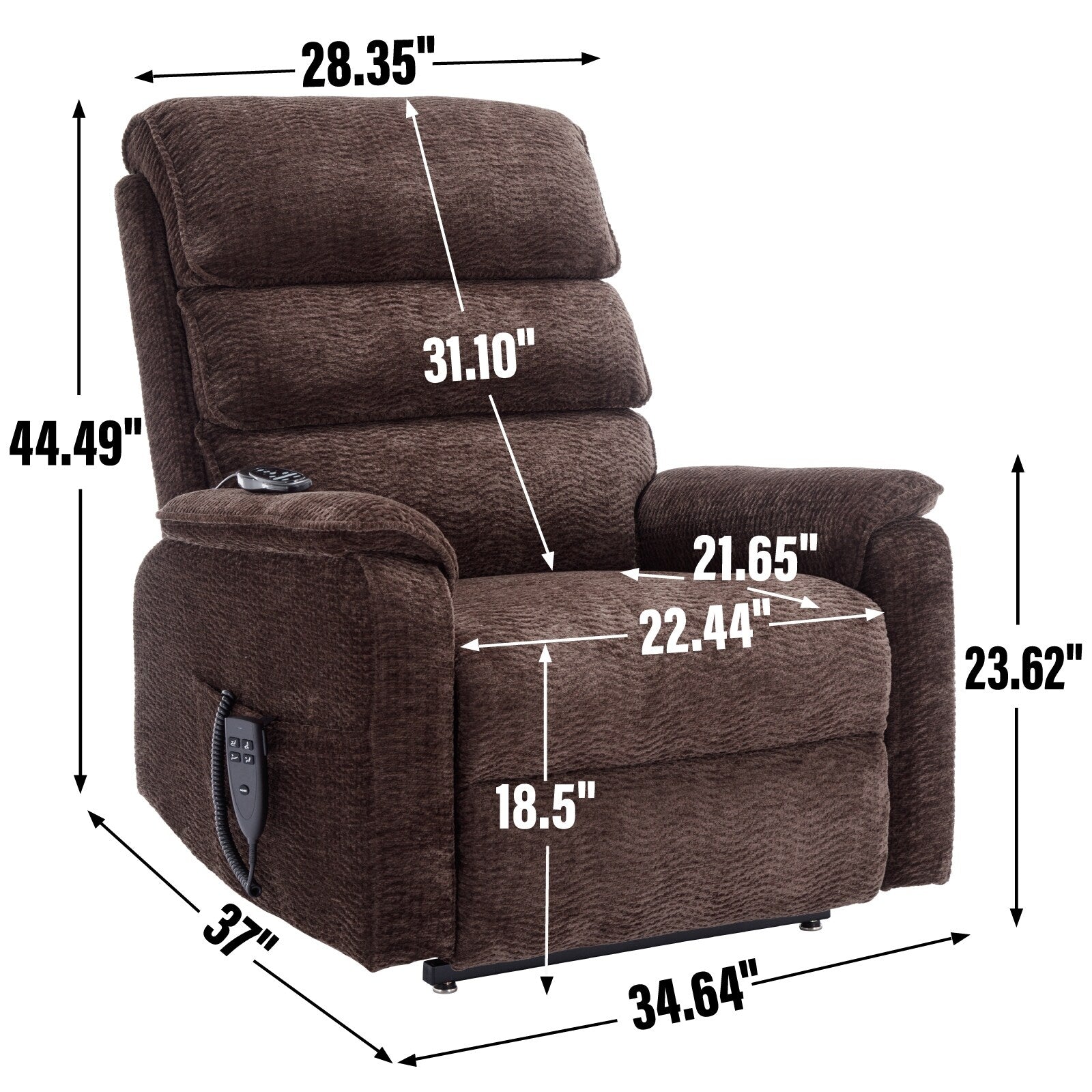 Fauteuil inclinable électrique à double moteur, fauteuil rembourré, canapé de massage chauffant avec minuterie, poches latérales et télécommande