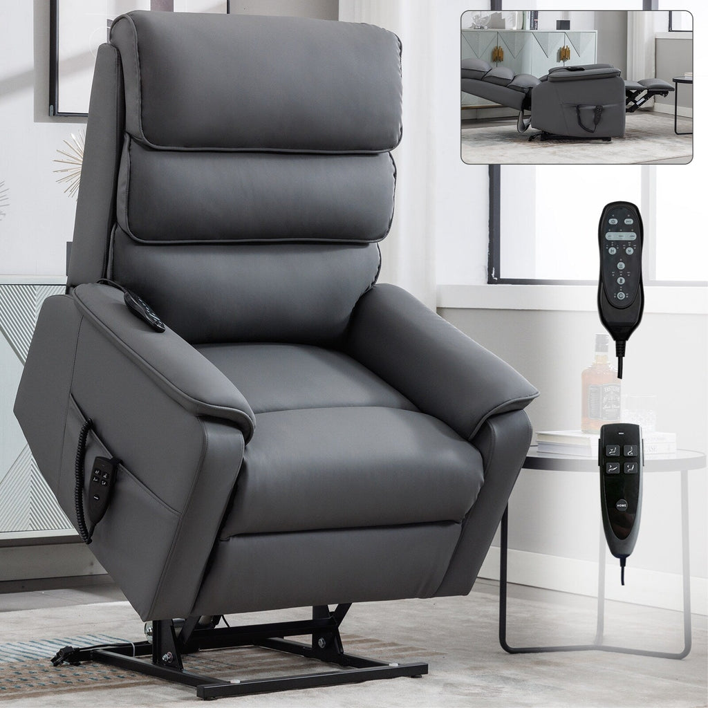 Fauteuil inclinable électrique à double moteur, fauteuil rembourré, canapé de massage chauffant avec minuterie, poches latérales et télécommande