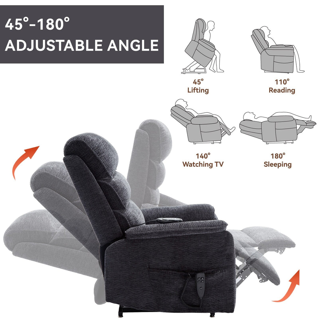 Fauteuil inclinable électrique à double moteur, fauteuil rembourré, canapé de massage chauffant avec minuterie, poches latérales et télécommande