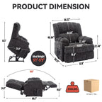 Fauteuil inclinable électrique à double moteur avec chauffage, massage, positionnement infini, télécommande et soutien lombaire