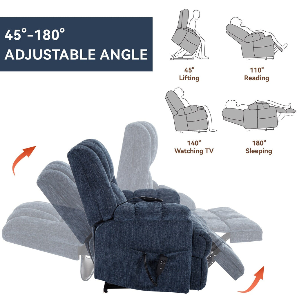 Fauteuil inclinable électrique à double moteur avec chauffage, massage, positionnement infini, télécommande et soutien lombaire