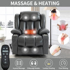 Fauteuil inclinable électrique à double moteur avec massage en 8 points, chauffage lombaire, porte-gobelets en acier inoxydable et poches de rangement