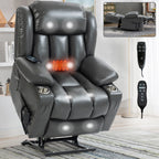 Fauteuil inclinable électrique à double moteur avec massage en 8 points, chauffage lombaire, porte-gobelets en acier inoxydable et poches de rangement