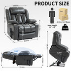 Fauteuil inclinable électrique à double moteur avec massage en 8 points, chauffage lombaire, porte-gobelets en acier inoxydable et poches latérales