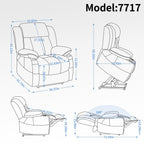 Fauteuil inclinable électrique à double moteur avec massage en 8 points, chauffage lombaire, porte-gobelets en acier inoxydable et poches latérales