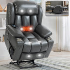 Fauteuil inclinable électrique à double moteur avec massage en 8 points, chauffage lombaire, porte-gobelets en acier inoxydable et poches latérales