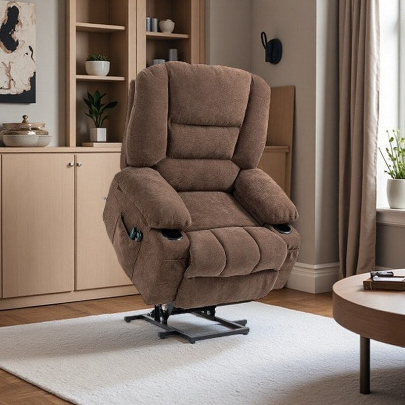 Fauteuil inclinable électrique à deux moteurs avec massage, chauffage lombaire, chargement USB et repose-pieds réglable