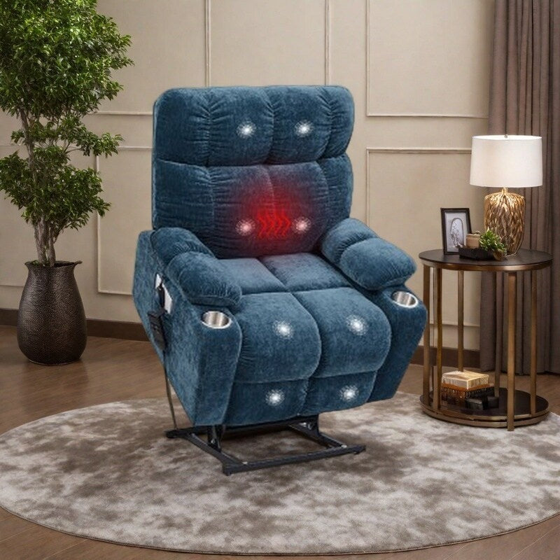 Fauteuil inclinable électrique OKIN à double moteur pour personnes âgées, inclinaison infinie de 105° à 180°, chauffage et massage avec 8 points de vibration