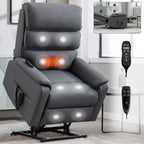 Fauteuil inclinable électrique à double moteur avec massage et cuir résistant aux chats