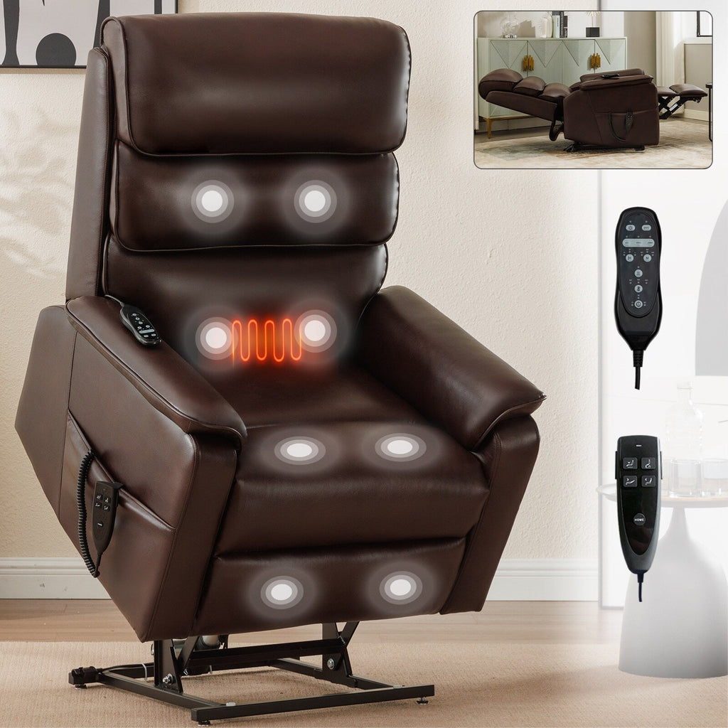 Fauteuil inclinable électrique à double moteur avec massage et cuir résistant aux chats