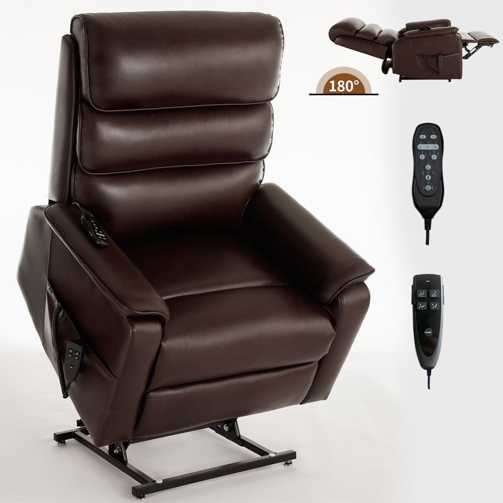 Fauteuil inclinable électrique à double moteur avec massage et cuir résistant aux chats