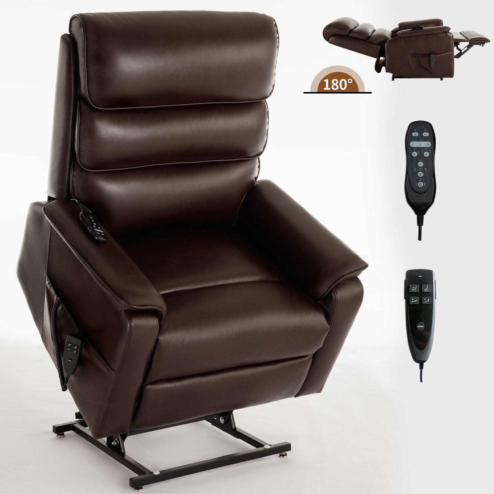 Fauteuil inclinable électrique à double moteur avec massage et cuir résistant aux chats