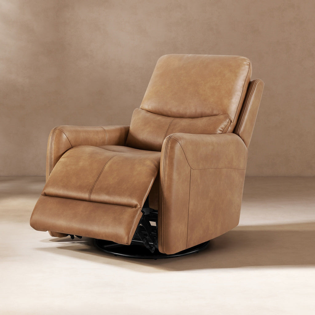 Fauteuil inclinable électrique pivotant Dublin 30 en similicuir marron selle