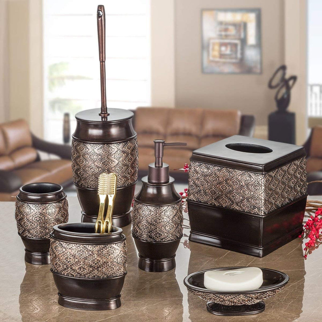 Ensemble d'accessoires de salle de bain Creative Scents Dublin Brown - 6 pièces