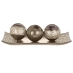 Plateau décoratif et boules Creative Scents Dublin en argent brossé (lot de 3)