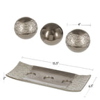 Plateau décoratif et boules Creative Scents Dublin en argent brossé (lot de 3)