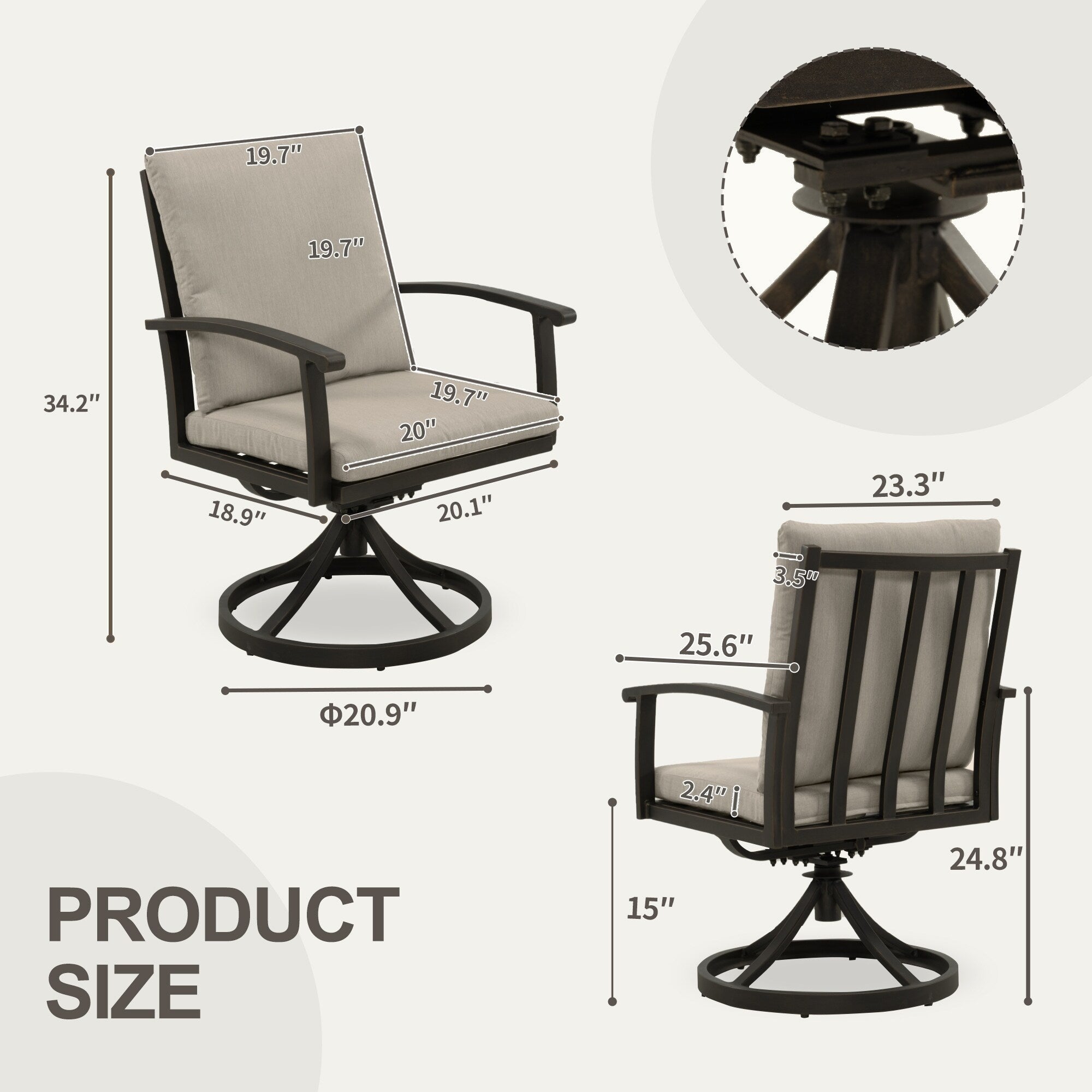 Ensemble de salle à manger de patio en aluminium EGEIROS LIFE AluLux 9 pièces avec 8 chaises pivotantes et coussins lavables