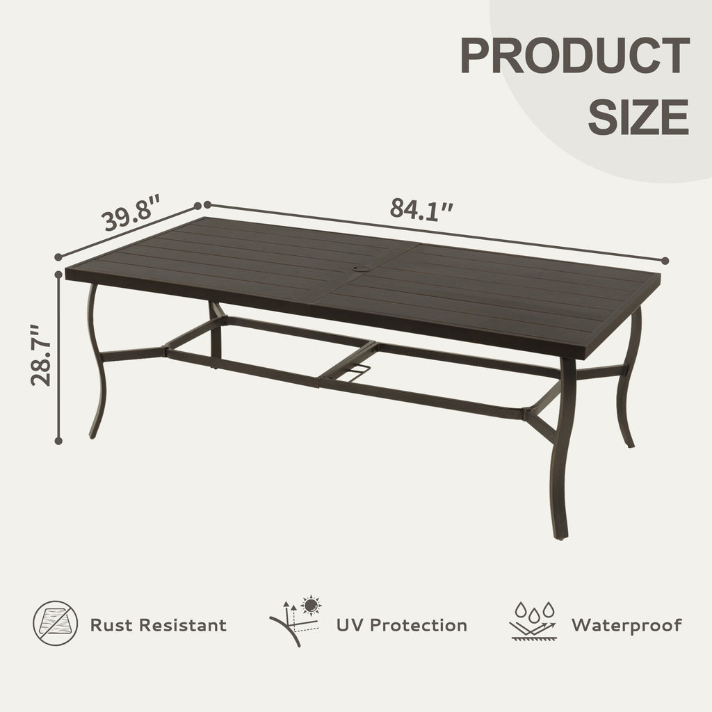 Ensemble de salle à manger de patio en aluminium EGEIROS LIFE AluLux 9 pièces avec 8 chaises pivotantes et coussins lavables