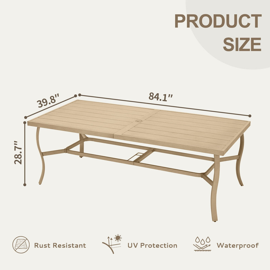 Ensemble de salle à manger de patio en aluminium EGEIROS LIFE AluLux 9 pièces avec 8 chaises pivotantes et coussins lavables