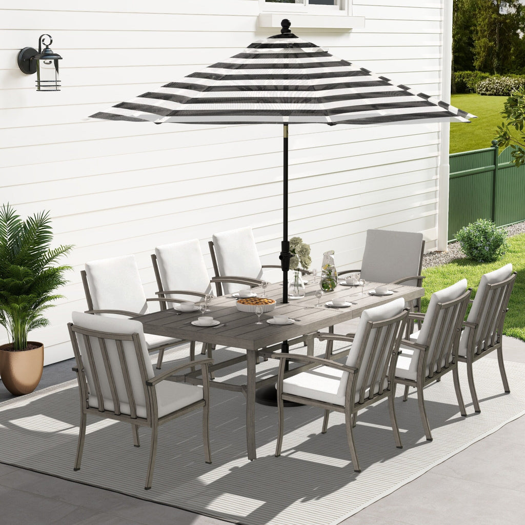 Ensemble de salle à manger de patio en aluminium EGEIROS LIFE AluLux 9 pièces avec coussins lavables