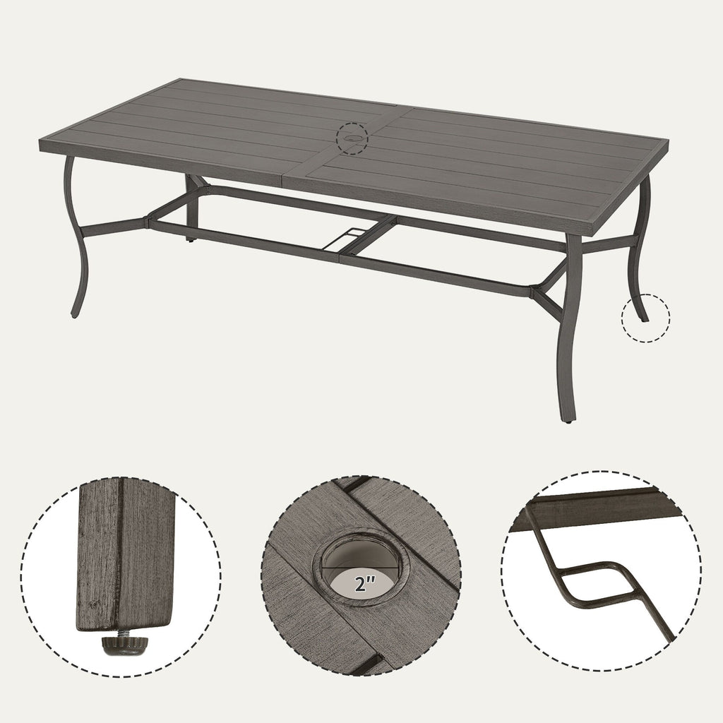 Ensemble de salle à manger de patio en aluminium EGEIROS LIFE AluLux 9 pièces avec coussins lavables