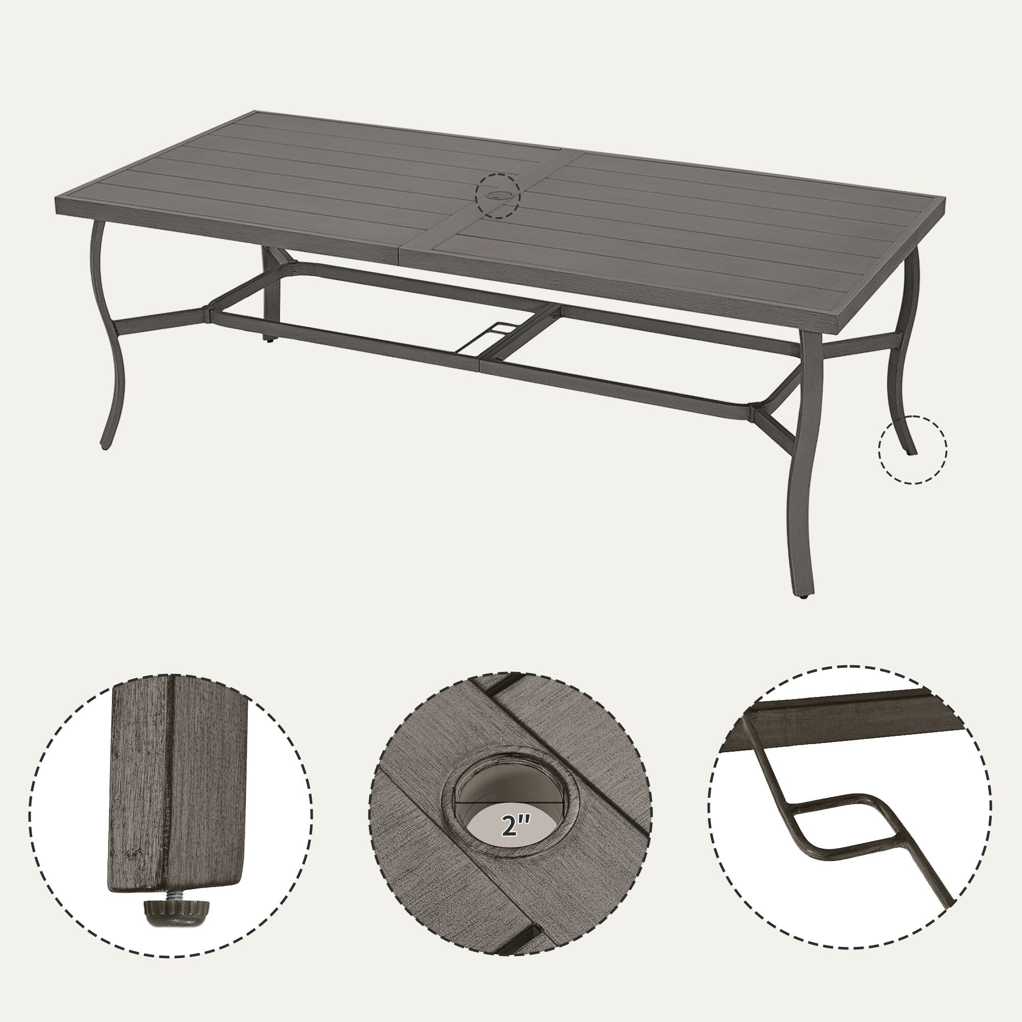 Ensemble de salle à manger de patio en aluminium EGEIROS LIFE AluLux 9 pièces avec coussins lavables